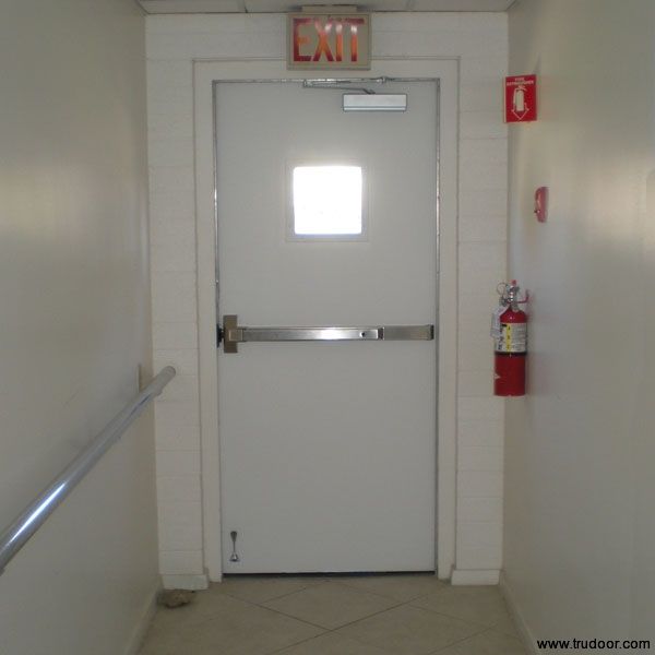 Commercial Metal Doors with Steel Lite Kit and Glass